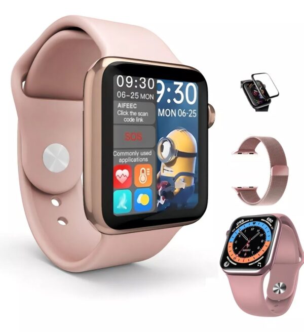 Relógio Smartwatch Feminino Hw16 Tela Infinita + 2 Pulseiras Cor da caixa Rosa